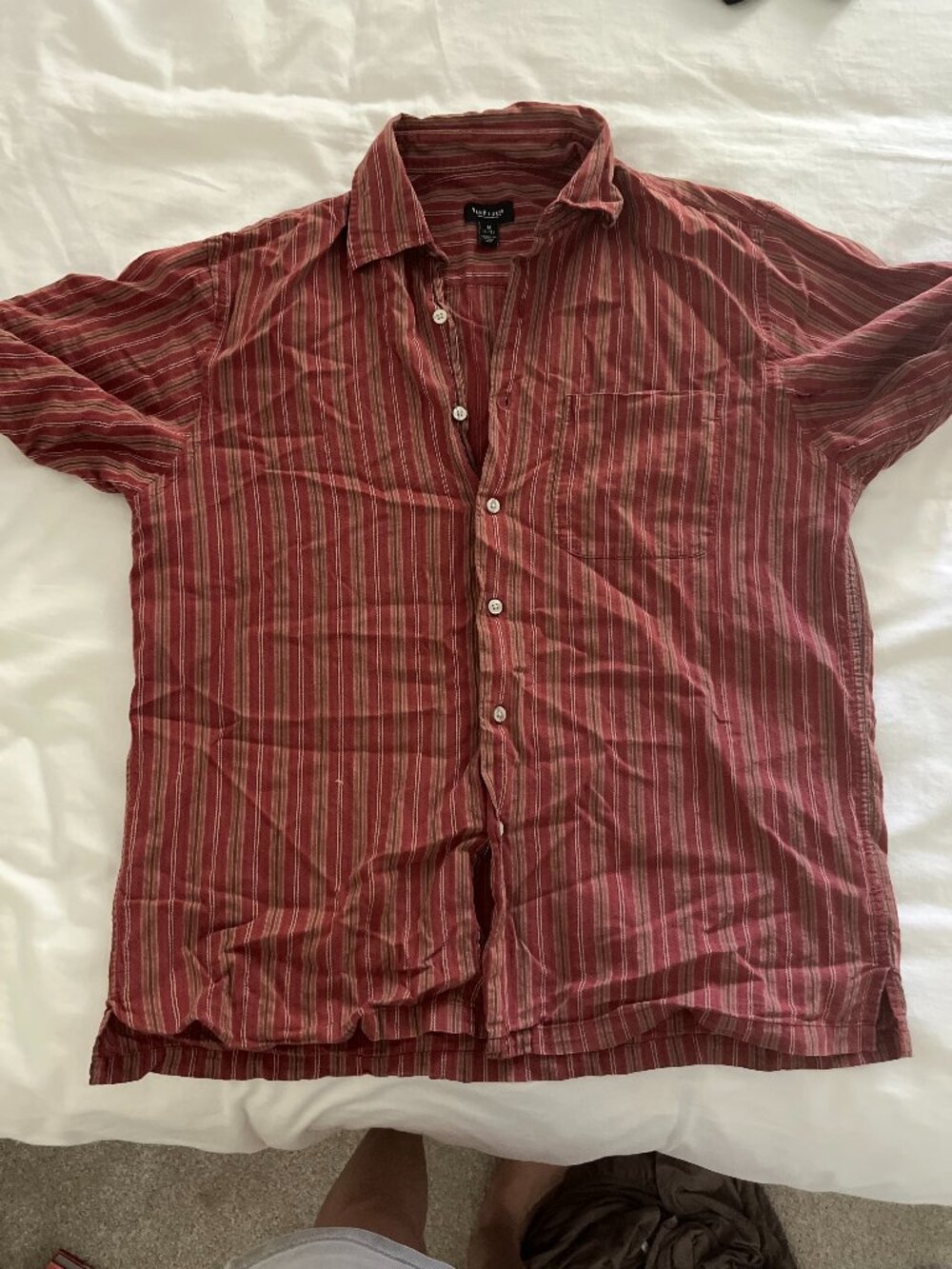 Red Short Sleeve Button Up